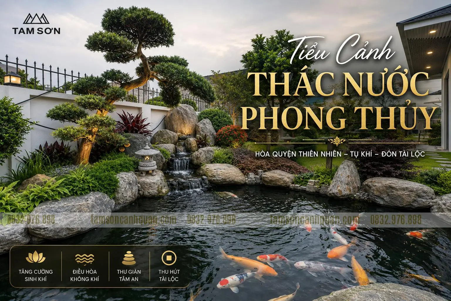 Top 10+ Mẫu Tiểu Cảnh Thác Nước Phong Thủy Đẹp 2026