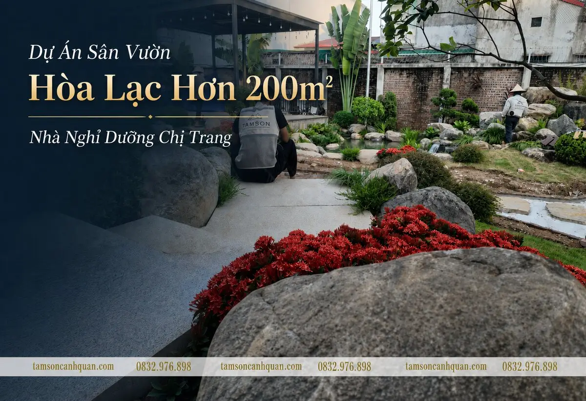 Dự án sân vườn Hòa Lạc hơn 200m² nhà nghỉ dưỡng chị Trang
