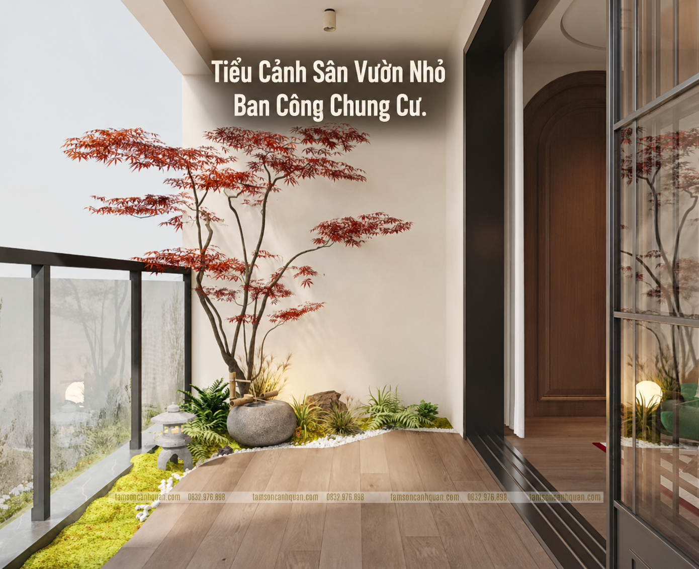 Tiểu cảnh sân vườn nhỏ ban công chung cư