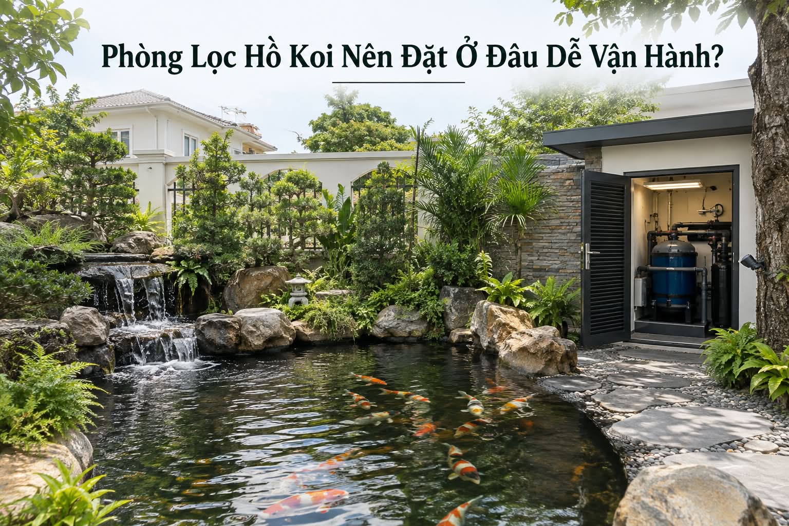 Phòng Lọc Hồ Koi Nên Đặt Ở Đâu Để Dễ Vận Hành?